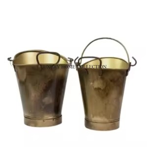 Premium-grade handmade metal charcoal bucket with an antique finished ideal for decorative and practical storage use - Product Image 1