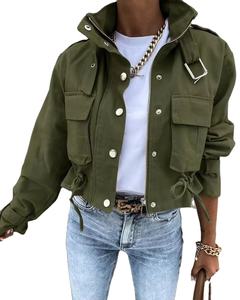 Femme Veste Vêtements Streetwear Automne & hiver Elégant Slim Col Rond Solide Poche Bouton Design Manches Longues - Product Image 1