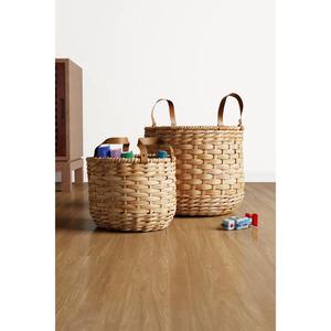 ชุดตะกร้าหวายทรงกลม 2 ใบ พร้อมหูหิ้วหนัง ตะกร้าเก็บของทำมือ ขายส่ง เป็นมิตรกับสิ่งแวดล้อม ผลิตในเวียดนาม - Product Image 4