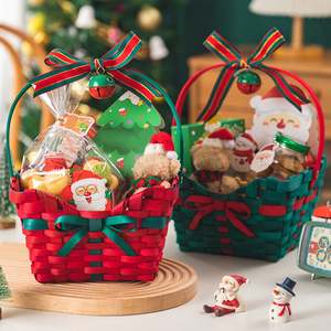 NEW ARRIVAL 2 Colors Bamboo Gift <b>Basket</b>, Exquisite Hand-Woven <b>Basket</b> for Home Christmas Decorations Gift Easter <b>Eggs</b> - Product Image 1