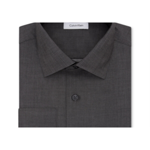 เสื้อเชิ้ตผู้ชาย Calvin Klein รุ่นคลาสสิค ฟิต ไม่ต้องรีด ผ้าเฮอร์ริงโบน คอปกสเปรด ผ้าฝ้าย 100% สีเทา ไซส์ 18-36-37 - Product Image 2