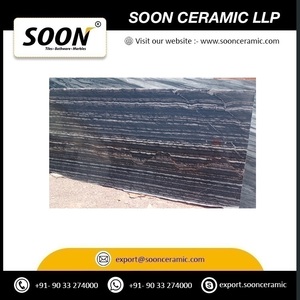 Grande dalle de grès noir moderne à surface flammée pour applications murales et de sol extérieures/intérieures, exportée du Gujarat, Inde - Product Image 2