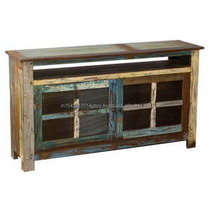 2025 Brown Wooden TV Cabinet Living <b>Room</b> Style Console Table with Glass Doors for Entry & <b>Dining</b> Home <b>Furniture</b> at Factory Price - Product Image 2