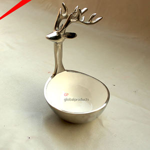 ชามเสิร์ฟสลัดอาหารด้ามแฟนซีชามเคลือบผงสีขาวทำจากโลหะทรงกลม - Product Image 5