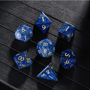 Juego de dados DND de lapislázuli natural poliédrico hecho a mano, grabado personalizado, mazmorras, dragones, juegos de rol, estilo Feng Shui - Product Image 4