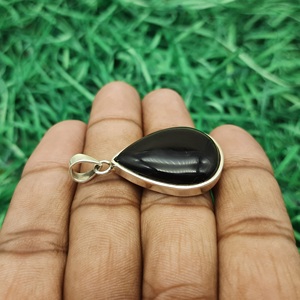 Statement Handcrafted Drop Black <b>Onyx</b> Pendant 925Sterling Silver Charm <b>Necklace</b> Wholesale Fine Jewelry Pendant & Charm <b>Necklace</b> - Product Image 2