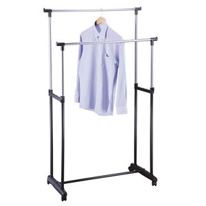 Armadio doppio regolabile MSV in acciaio cromato con ruote, 84 x 43 x 95 cm - Product Image 1