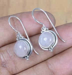 Quartz Rose Rose Naturel Octobre Pierre De Naissance 925 Sterling Silver Gemstone Boucles D'oreilles Bijoux Faits À La Main Cadeau Pour Ses Boucles D'oreilles En Pierre - Product Image 5