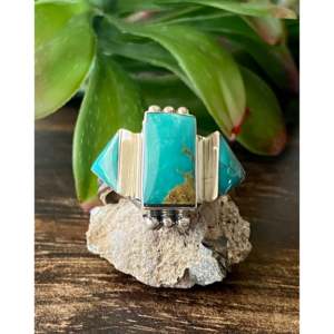 Anillo Genevieve Francisco Kingman con Turquesa y Plata de Ley, Engaste con Bisel, Talla 11.75, para Uso Diario - Product Image 1