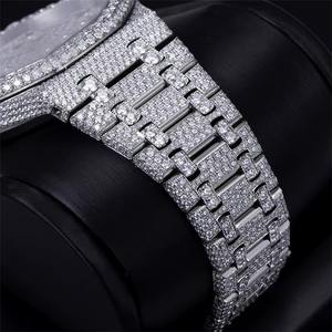 Premium Luxury Men's Automatic White Moissanite Diamond <b>Watch</b> Arabic Dial Handmade VVS1 Ice Glass Window Black <b>Pearl</b> Jewels Case - Product Image 2