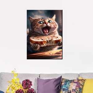 โปสเตอร์ผ้าใบลายแมวสมัยใหม่: งานศิลปะติดผนังสำหรับตกแต่งห้องครัว ห่อหุ้มอย่างดี - Product Image 1