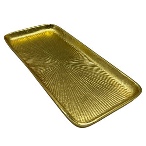 Plateau en aluminium fait main avec texture de ligne moderne, plateau en métal doré pour salon, restaurant, hôtel, décoration de mariage - Product Image 5