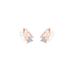 Boucles d'oreilles clous pyramides en or rose pour femmes avec zircon et perle - Product Image 3