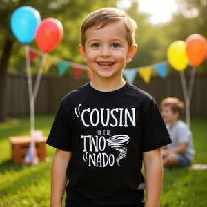 Camiseta Personalizable con Temática de Tornado para Fiesta de 2.º Cumpleaños de Niño, Regalo Promocional para Primos - Product Image 3