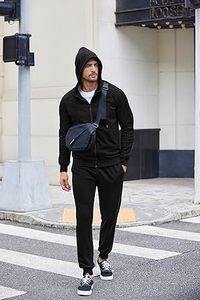 Survêtement pour homme avec poches zippées, sweat-shirt à capuche intégral zippé, ensemble de survêtement 2 pièces, course à pied, jogging, sport, décontracté - Product Image 3