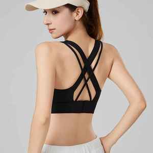 Sujetador deportivo de alto impacto para mujer, con relleno fijo, espalda cruzada y tiras, ideal para yoga, running y entrenamiento. ¡Gran oferta! - Product Image 2