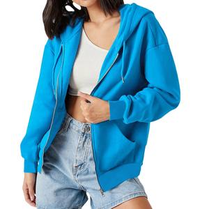 Mujeres de gran tamaño Zip Up Hoodies Baggy Loose Hooded Zipper Color sólido Sudadera Abrigo Teen Girl Fleece Y2K Chaqueta con bolsillos - Product Image 1