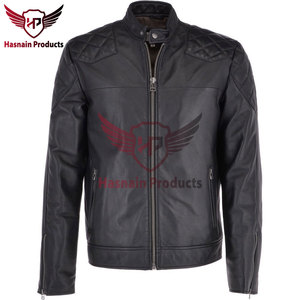 Chaqueta de cuero genuino para hombre, estilo Cafe Racer, color marrón vintage, chaqueta de motociclista con hombros acolchados, corte ajustado, con cremallera, prenda exterior. - Product Image 5
