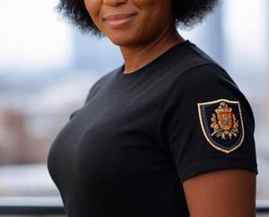 Camiseta informal bordada personalizada para mujer, 100% algodón peinado, cuello redondo de peso pesado Premium, logotipo en la manga, tallas y colores - Product Image 1