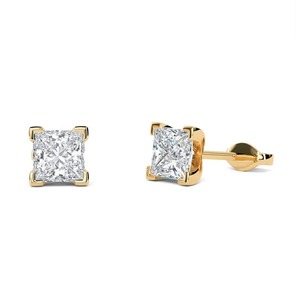 Boucles d'oreilles en diamant taille princesse géométrique à quatre griffes, 0,40 ct, diamant de laboratoire en platine, pour mariages et soirées - Product Image 2