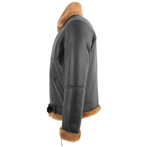Trending Men's B3 Chaqueta de piel de oveja Shearling Chaqueta de cuero con acabado de grado premium para hombres - Product Image 2