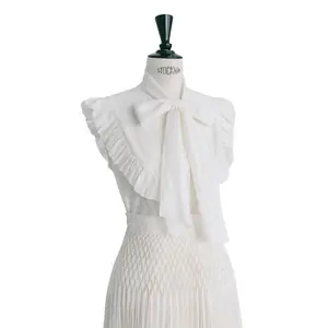 Роскошный официальный комплект одежды, плиссированный топ LUNA, женские блузки, рубашки, хлопчатобумажная ткань, 35% шелк, 65%, хлопковая 170400002