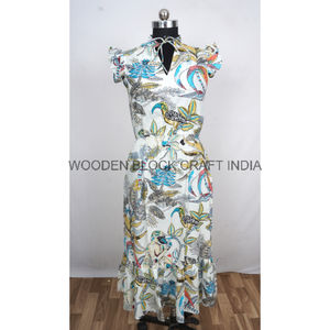 ลูกไม้สุดหรูสำหรับงานแต่งงาน งานเลี้ยง ของขวัญสุดพิเศษสำหรับชุดเดรสลายดอกไม้สไตล์วินเทจสุดหรูสำหรับผู้หญิง ชุดเดรสยาวปานกลางผ้าฝ้ายอินเดีย - Product Image 5