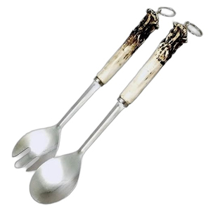 Compra de larga duración a granel elegante diseñador moderno mango de hueso Metal plata acabado utensilios para servir cucharas conjunto para Hotel - Product Image 1