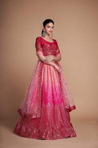 Vêtements ethniques les plus fantaisistes à la mode Chinon lourd Lehenga Choli & Dupatta avec broderie et paillettes à vendre - Product Image 2
