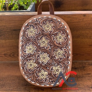 Handmade <b>Tooled</b> <b>Leather</b> Mini Backpack for Women's Western Floral Genuine Cowhide <b>Leather</b> Travel Backpacks with Crossbody Purse - Product Image 1