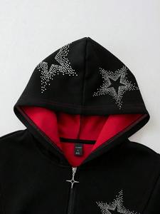 Mens rhinestone oversized <b>hoodie</b> heavy weight streetwear look designed for casual wear standout fashion - Product Image 6