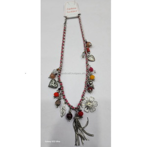 Collar de Cuentas de Semillas Estilo Bohemio NK-20447 de Rawat Handicrafts, Joyería Artificial Hecha a Mano con Piedra Principal de Ágata - Product Image 3