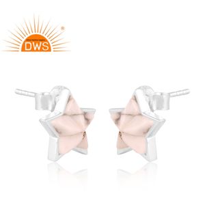 Hecho a mano 925 Plata de Ley fina Natural Howlite Gemstone Star Design Stud Pendiente Fabricante de joyería personalizada - Product Image 2