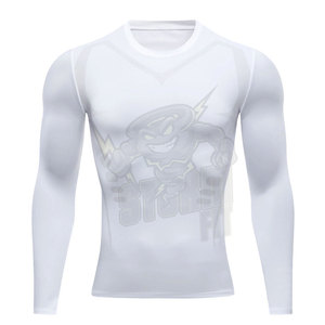 Camisa de compresión blanca para hombre, ropa para correr, camiseta interior de capa Base de manga larga para hombre, equipo de entrenamiento que absorbe la humedad, Atlético - Product Image 1