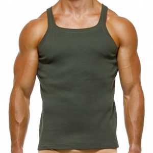 Débardeur personnalisé côtelé 5 coton spandex 95 pour hommes de grande taille - Product Image 5