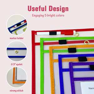 重型聚氯乙烯干擦口袋套10X13英寸4标记4橡皮擦2环8工作票持有人环保内置 - Product Image 3