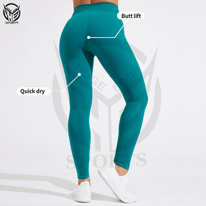 Leggings de sport taille haute unis pour femme, effet froncé aux fesses, coupe en V, pour yoga et fitness, séchage rapide, grandes tailles, vente en gros - Product Image 4