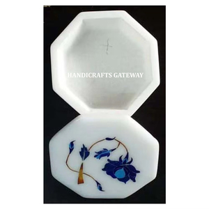 Boîtes à bijoux en marbre blanc de forme octogonale pour cadeaux d'affaires et décoration intérieure, grossiste et fabricant indien - Product Image 1