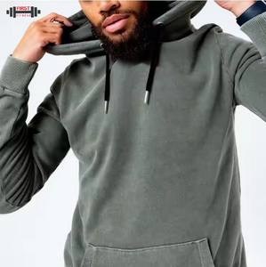 Vente chaude hiver hommes lavage à l'acide survêtements 100% coton polaire respirant à capuche Sport tenue - Product Image 3