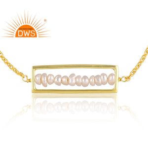 สร้อยโซ่ประดับลูกปัดมุกแท้18K ชุบทอง18K สุดงดงามงดงามเครื่องประดับอัญมณีจากผู้ผลิต - Product Image 2