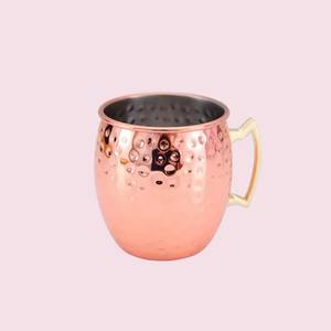 Tasses en cuivre pur à motifs de marteau à la mode pour la maison et le bar avec tasses en céramique manipulées - Product Image 6