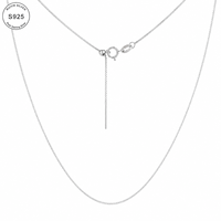 Chaîne de collier en argent sterling 925, maille ronde de 0,8 mm, 50 cm, 1,36 g, fermoir à ressort, bijoux