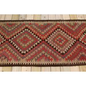 Tapis vintage 2,8 x 10,8 pieds, tapis turc en laine à imprimé animal rouge - Product Image 2