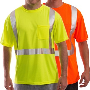 เสื้อยืดคอกลมแขนสั้นสะท้อนแสงความปลอดภัย OEM มองเห็นได้ชัดเจน - Product Image 5