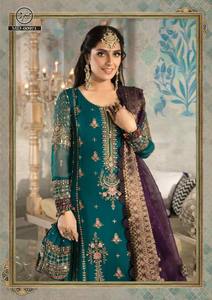 Meilleur costume Salwar Kameez pour femmes en mousseline de soie lourde personnalisée, robe de soirée haut de gamme, fabriqué à la main par les meilleurs fabricants - Product Image 5