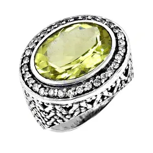 Anillo de Plata de Ley 925 con Citrino para Mujer, Elegante Joyería de Cristal con Piedras Preciosas, SKU AGR-21566 - Product Image 3