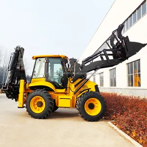 Mini máy xúc DIESEL điện 4 trong 1 xô backhoe loader với file đính kèm