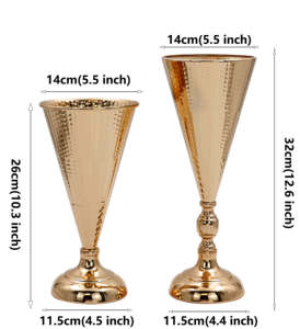 Centro de Mesa Alto de Metal con Forma Cónica y Acabado Texturizado para Bodas, Eventos, Decoración de Mesas de Hotel, Uso Interior - Product Image 2