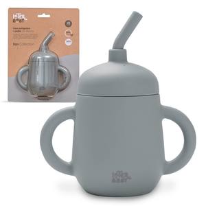Vaso Antiderrames Libre de BPA con Pajita de Silicona Color Gris Petrol para Bebés de 0 a 12 Meses - Product Image 1