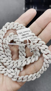 สร้อยคอโซ่ชุบเงินสไตล์ฮิปฮอปประดับเพชรโมอิส925ตามสั่งเครื่องประดับสเตนเลสสตีล - Product Image 2